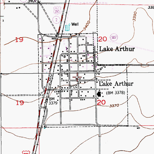 Topographic Map of Town of Lake Arthur, NM