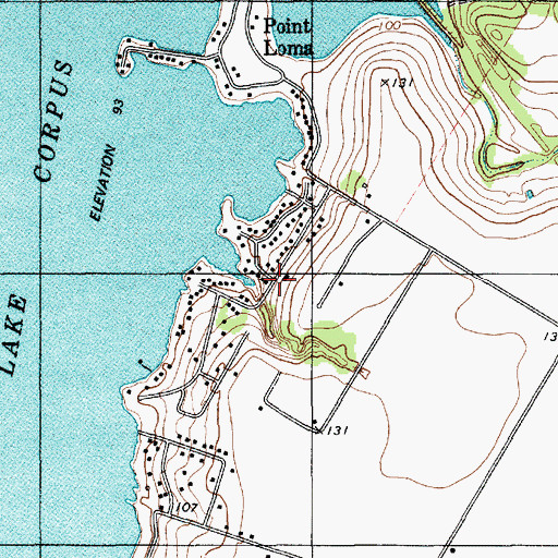 Topographic Map of Town of Lakeside, TX
