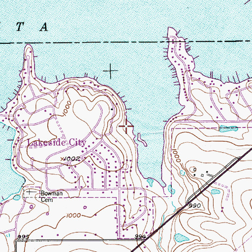 Topographic Map of Town of Lakeside City, TX