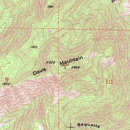Topographic Map of Davis Mountain, CA