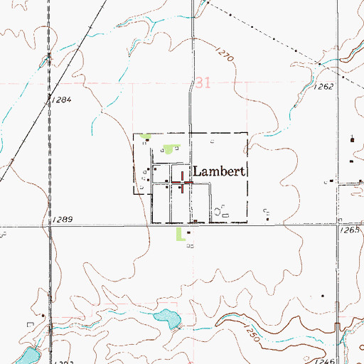 Topographic Map of Town of Lambert, OK