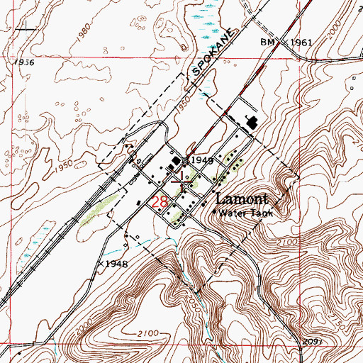 Topographic Map of Town of Lamont, WA