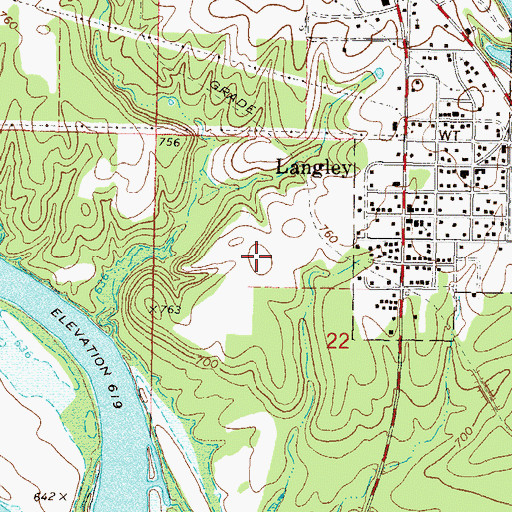 Topographic Map of Town of Langley, OK
