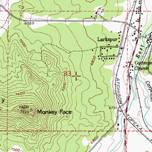 Topographic Map of Town of Larkspur, CO