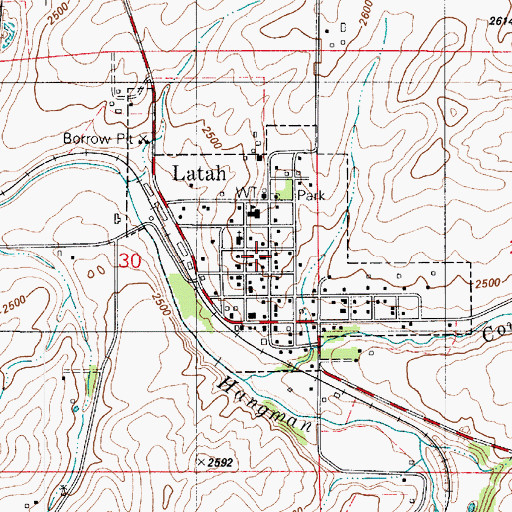 Topographic Map of Town of Latah, WA