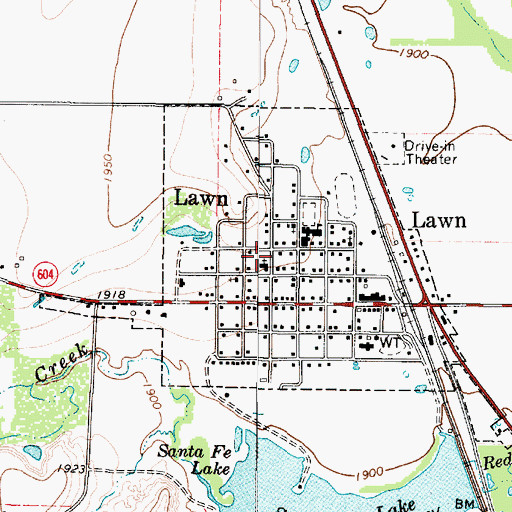Topographic Map of Town of Lawn, TX