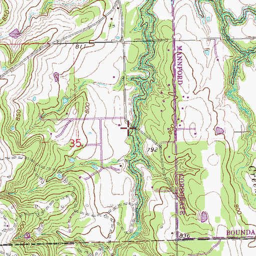 Topographic Map of Town of Lawrence Creek, OK