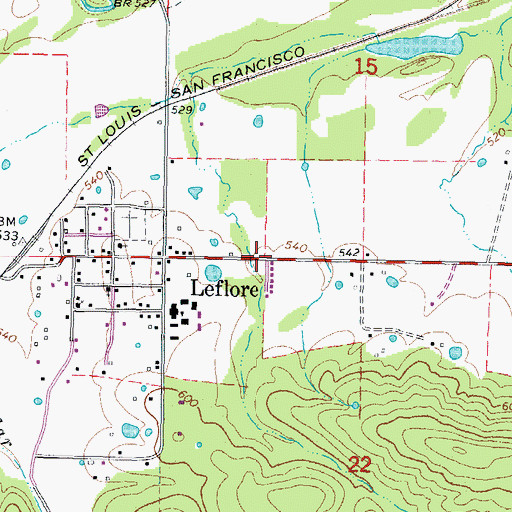 Topographic Map of Town of Le Flore, OK