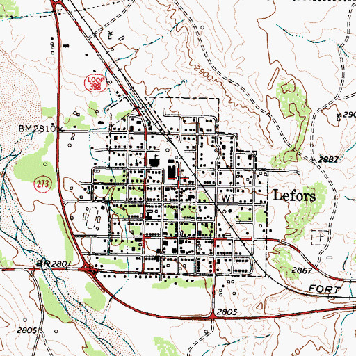 Topographic Map of Town of Lefors, TX