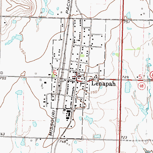 Topographic Map of Town of Lenapah, OK