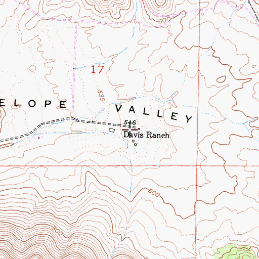 Topographic Map of Davis Ranch, CA