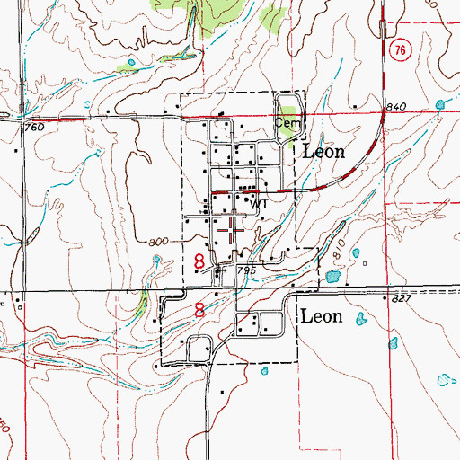 Topographic Map of Town of Leon, OK