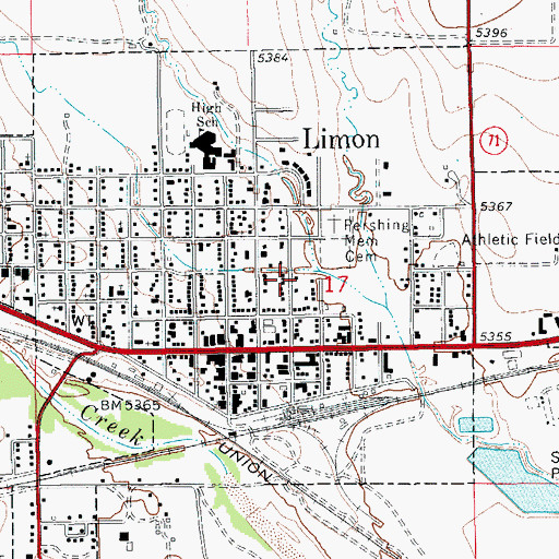 Topographic Map of Town of Limon, CO