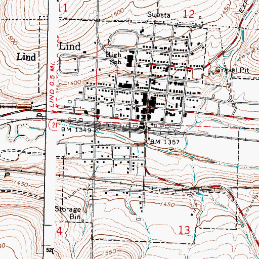 Topographic Map of Town of Lind, WA