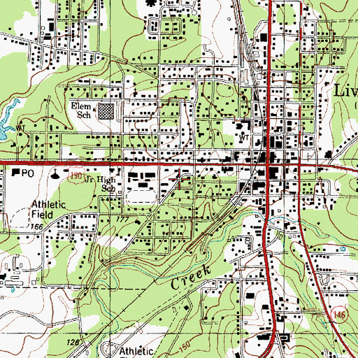 Topographic Map of Town of Livingston, TX