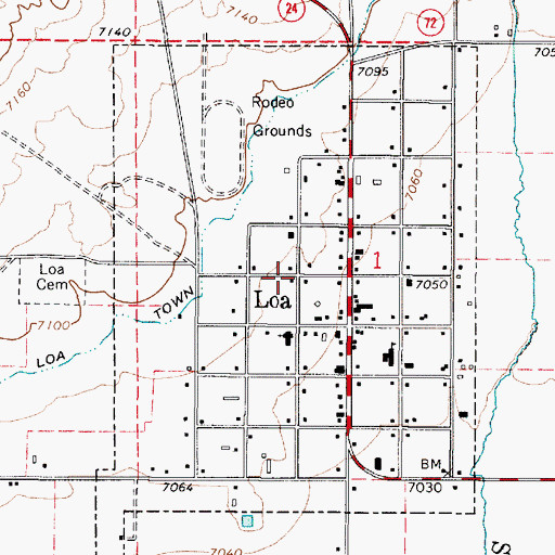 Topographic Map of Town of Loa, UT