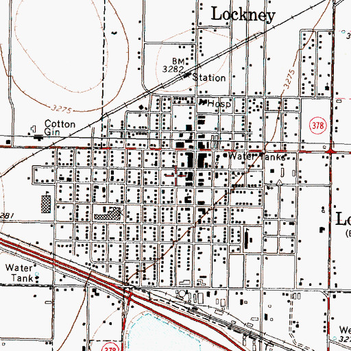 Topographic Map of Town of Lockney, TX
