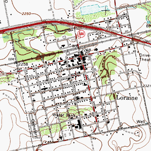 Topographic Map of Town of Loraine, TX