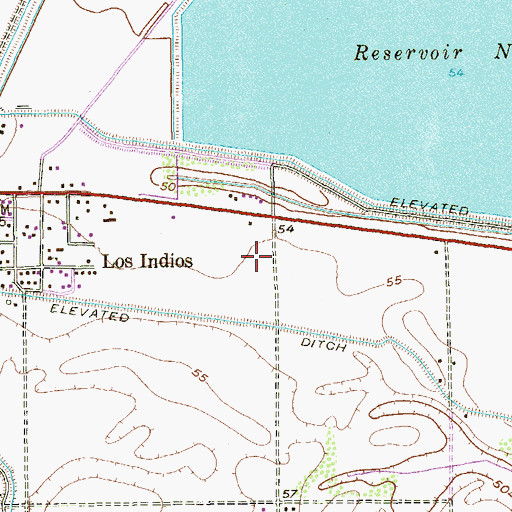 Topographic Map of Town of Los Indios, TX
