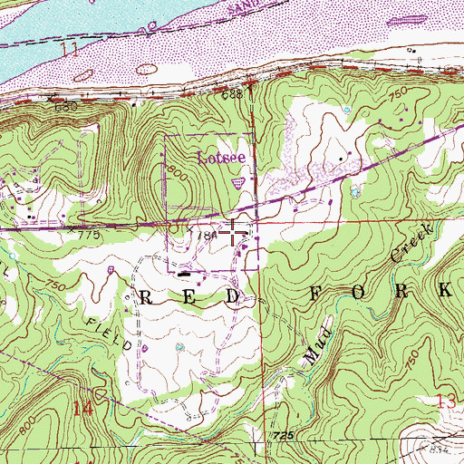 Topographic Map of Town of Lotsee, OK