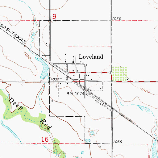 Topographic Map of Town of Loveland, OK