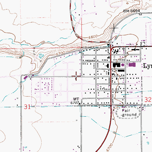 Topographic Map of Town of Lyman, WY