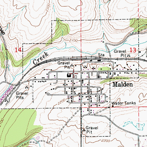 Topographic Map of Town of Malden, WA