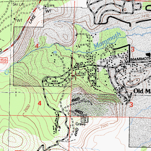 Topographic Map of Town of Mammoth Lakes, CA