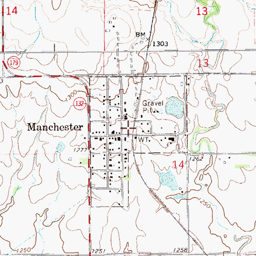 Topographic Map of Town of Manchester, OK
