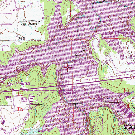 Topographic Map of Town of Mannford, OK