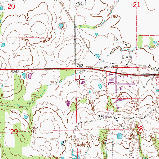Topographic Map of Town of Mannsville, OK