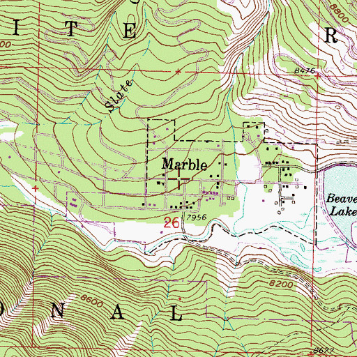 Topographic Map of Town of Marble, CO