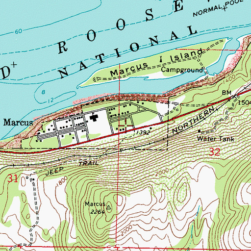 Topographic Map of Town of Marcus, WA
