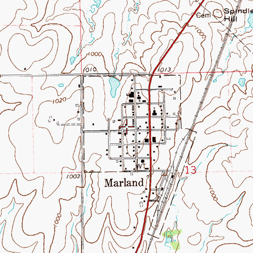 Topographic Map of Town of Marland, OK