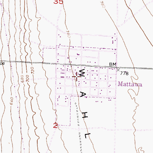 Topographic Map of City of Mattawa, WA