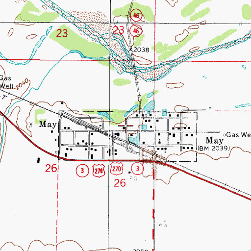 Topographic Map of Town of May, OK