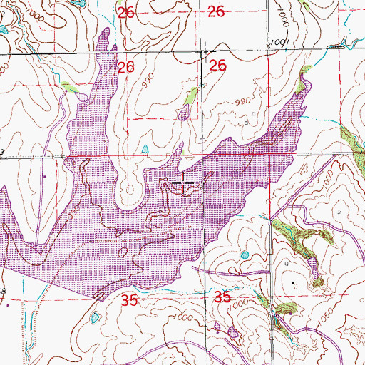 Topographic Map of Town of Maysville, OK