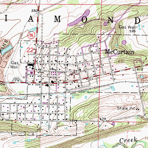 Topographic Map of Town of McCurtain, OK