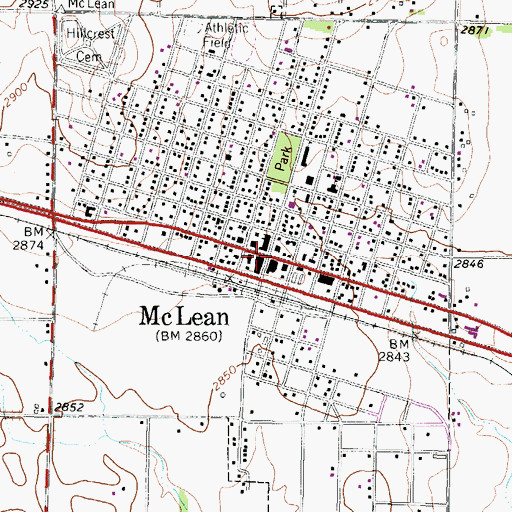 Topographic Map of Town of McLean, TX