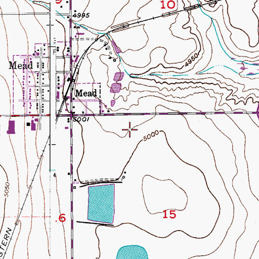 Topographic Map of Town of Mead, CO