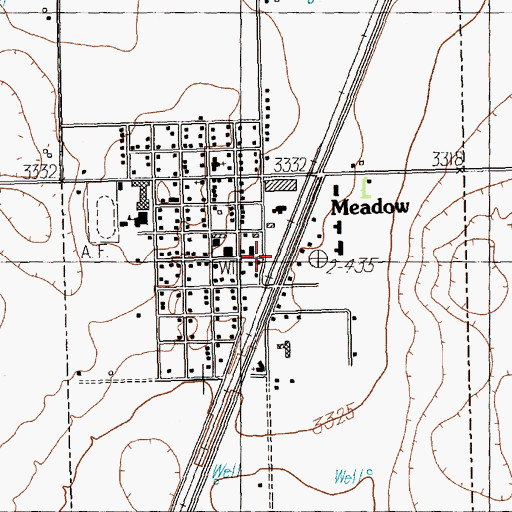 Topographic Map of Town of Meadow, TX