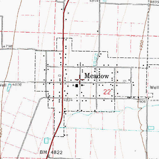 Topographic Map of Town of Meadow, UT