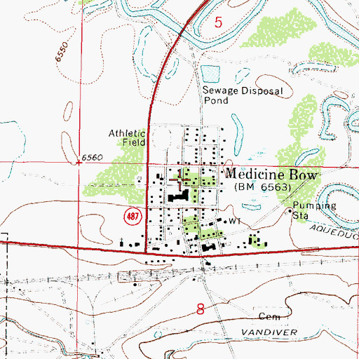 Topographic Map of Town of Medicine Bow, WY