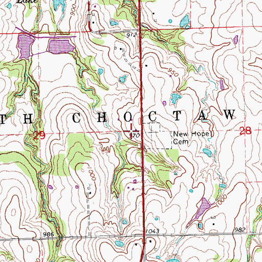 Topographic Map of Town of Meeker, OK