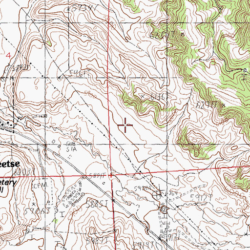 Topographic Map of Town of Meeteetse, WY