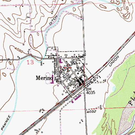 Topographic Map of Town of Merino, CO