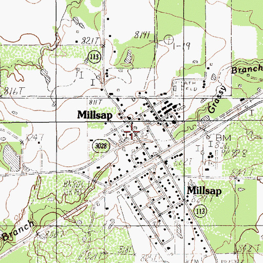 Topographic Map of Town of Millsap, TX