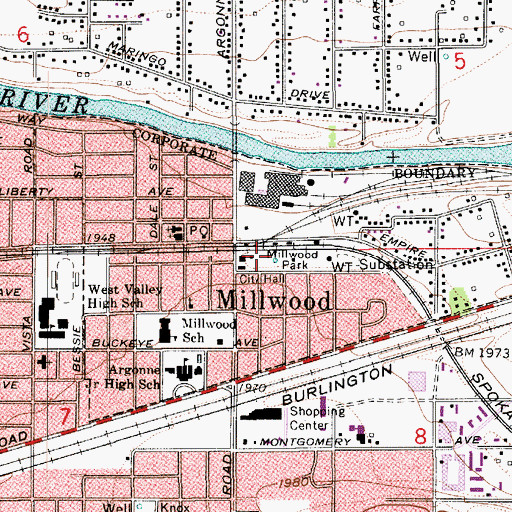 Topographic Map of City of Millwood, WA