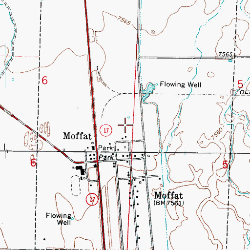 Topographic Map of Town of Moffat, CO