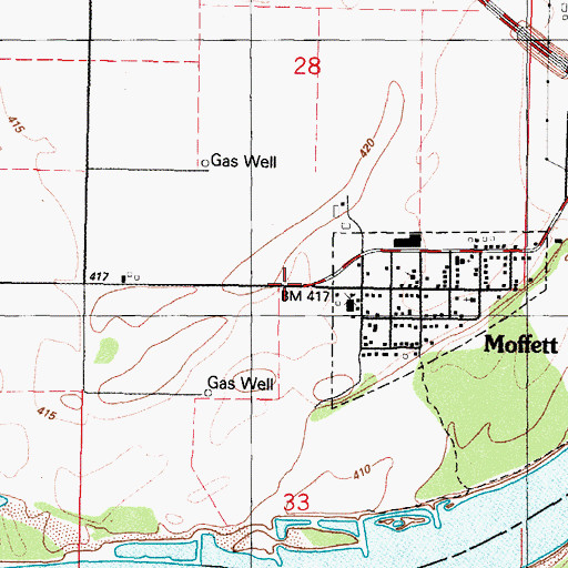 Topographic Map of Town of Moffett, OK